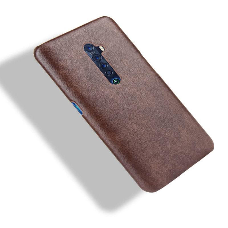 Etui Oppo Reno 2 Szary Czarny Efekt Skóry Liczi