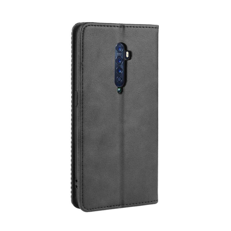 Flip Kotelot Oppo Reno 2 Czerwony Czarny Stylizowany Efekt Skóry W Stylu Vintage