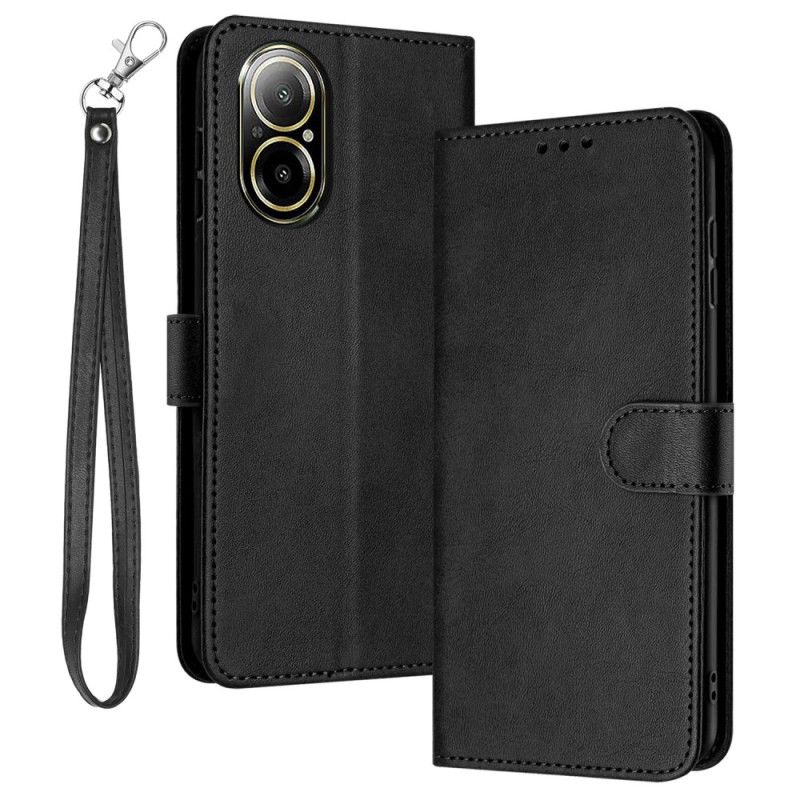 Etui Folio Do Realme C67 Gładka Skóra Z Paskiem