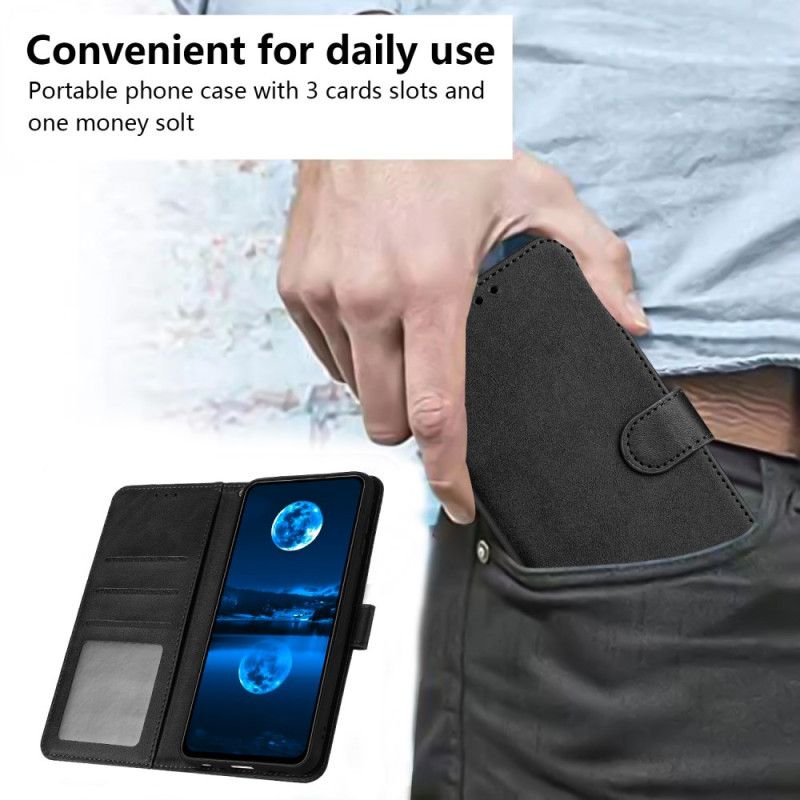 Etui Folio Do Realme C67 Gładka Skóra Z Paskiem