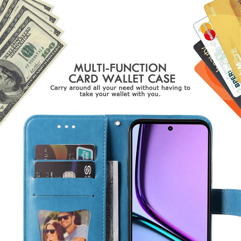 Etui Folio Realme C67 Kwiatowy Wzór Z Paskiem