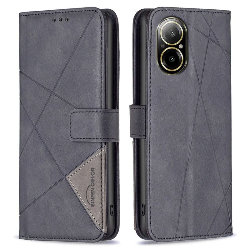 Skórzany Futerał Realme C67 Etui Na Telefon Geometryczny Wzór Binfen Color