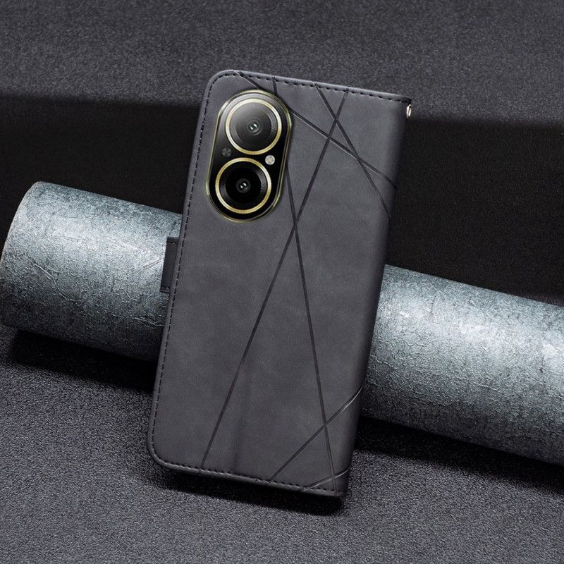 Skórzany Futerał Realme C67 Etui Na Telefon Geometryczny Wzór Binfen Color