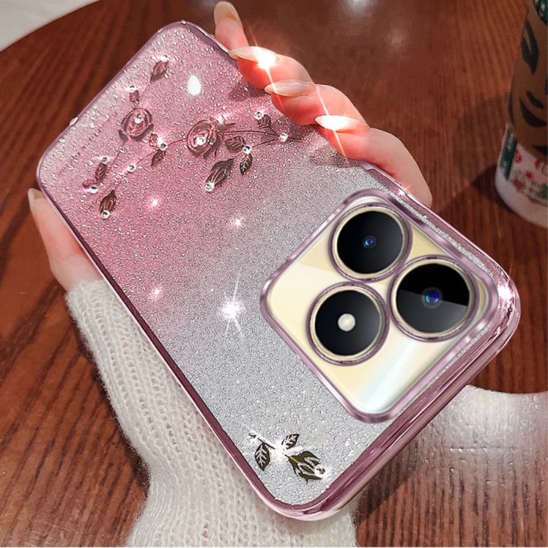 Etui Do Realme C53 Uchwyt Z Brokatem I Kryształkami Kadem