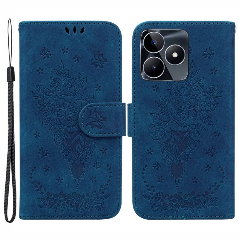 Etui Folio Do Realme C53 Wzór Róży I Motyla