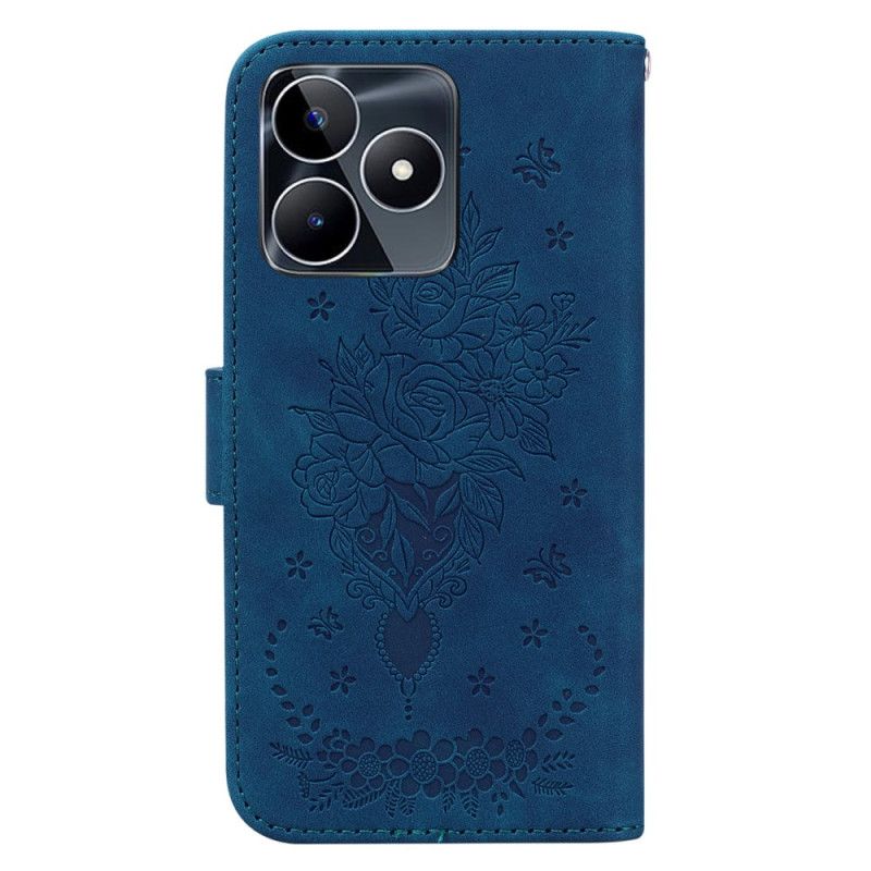 Etui Folio Do Realme C53 Wzór Róży I Motyla