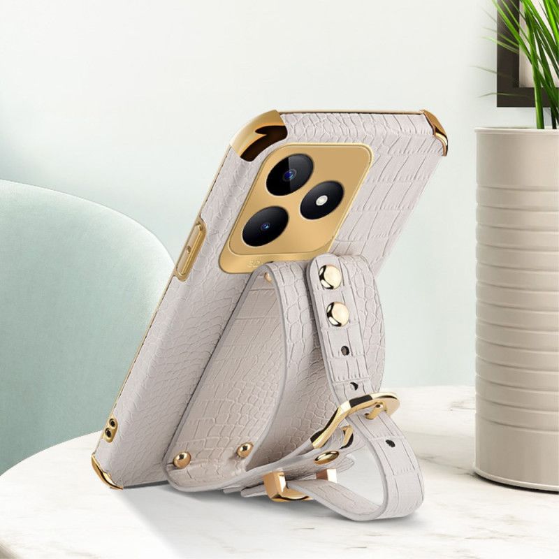 Etui Realme C53 Uchwyt Bransoletki Z Fakturą Krokodyla Etui Ochronne