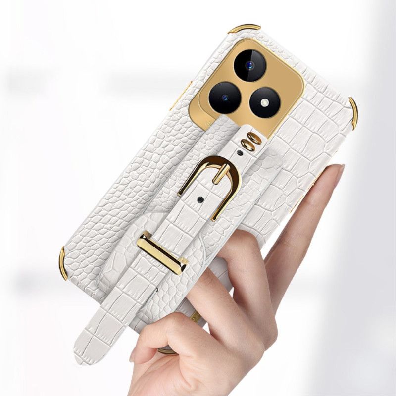 Etui Realme C53 Uchwyt Bransoletki Z Fakturą Krokodyla Etui Ochronne