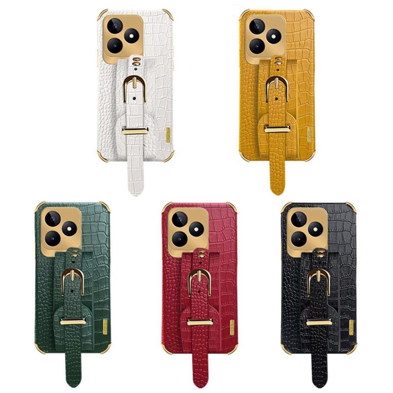 Etui Realme C53 Uchwyt Bransoletki Z Fakturą Krokodyla Etui Ochronne