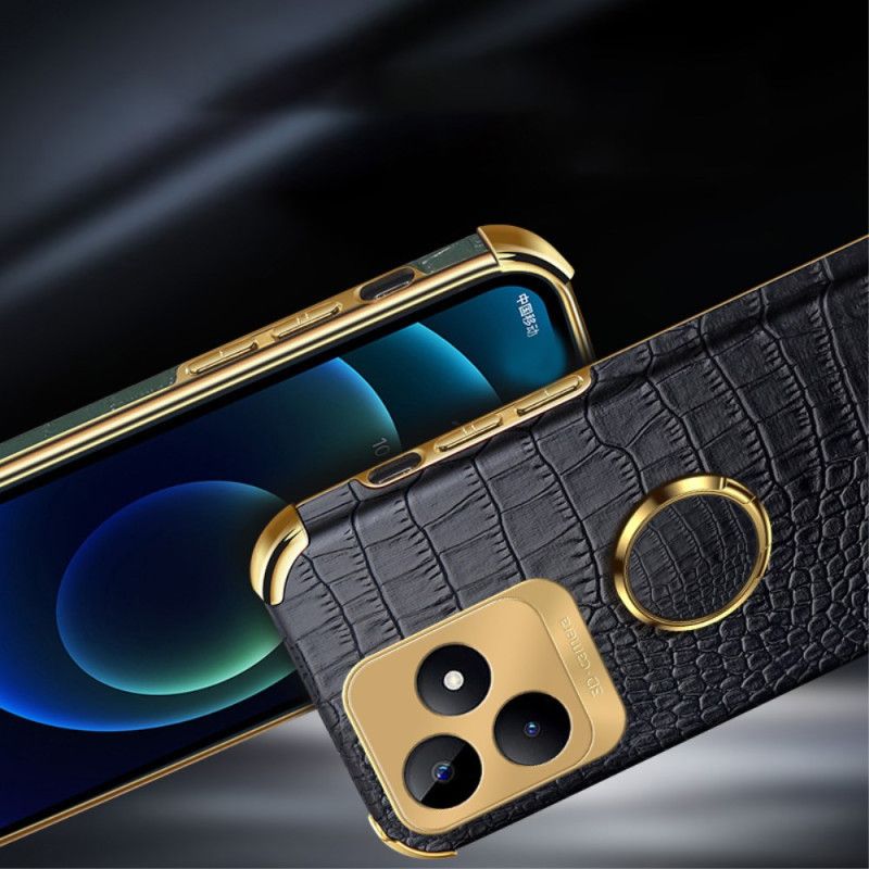 Etui Realme C53 Uchwyt Na Pierścień O Fakturze Krokodyla