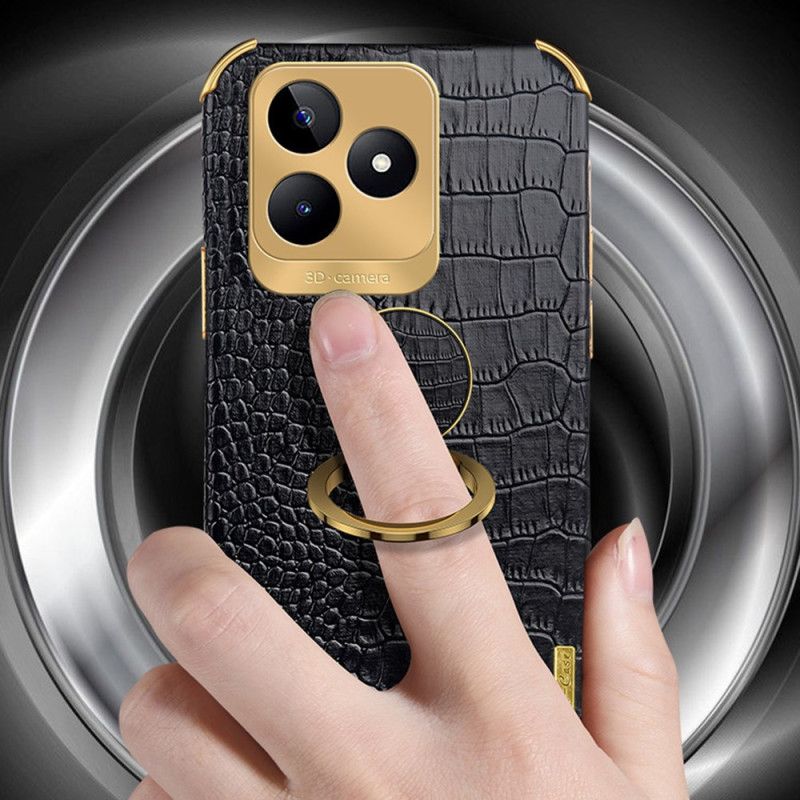 Etui Realme C53 Uchwyt Na Pierścień O Fakturze Krokodyla