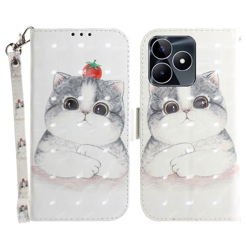 Pokrowce Realme C53 Uchwyt Z Uroczym Kotem I Smyczką