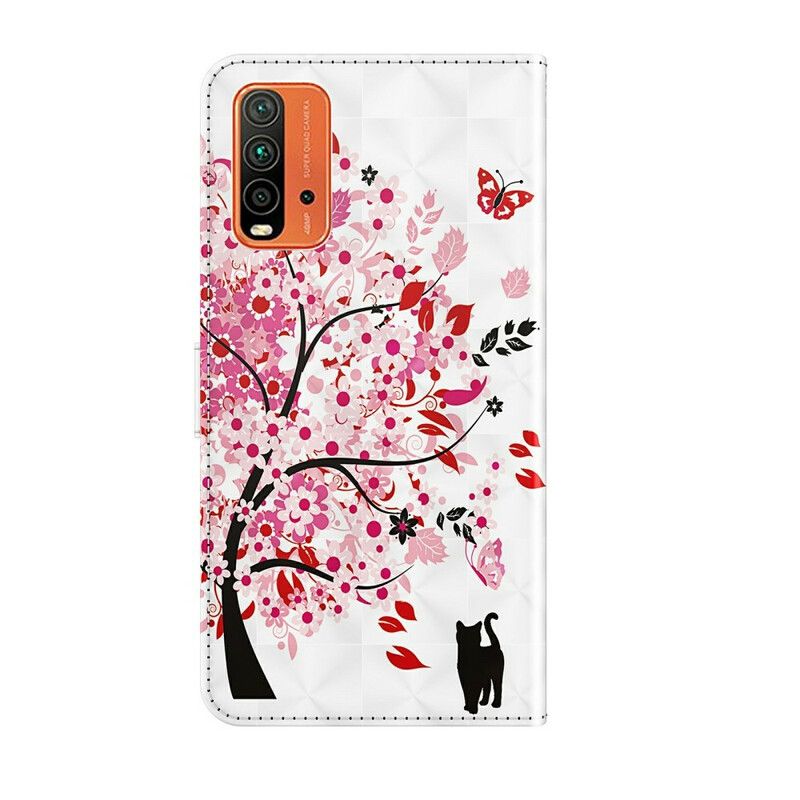 Etui Folio Xiaomi Redmi 9t Różowe Drzewo Etui Ochronne