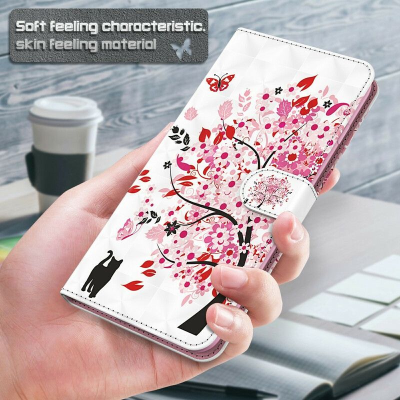 Etui Folio Xiaomi Redmi 9t Różowe Drzewo Etui Ochronne