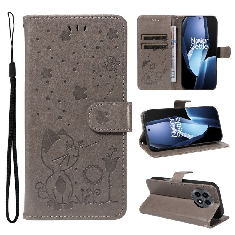 Etui Folio Do Oneplus 13r Kot I Pszczoła