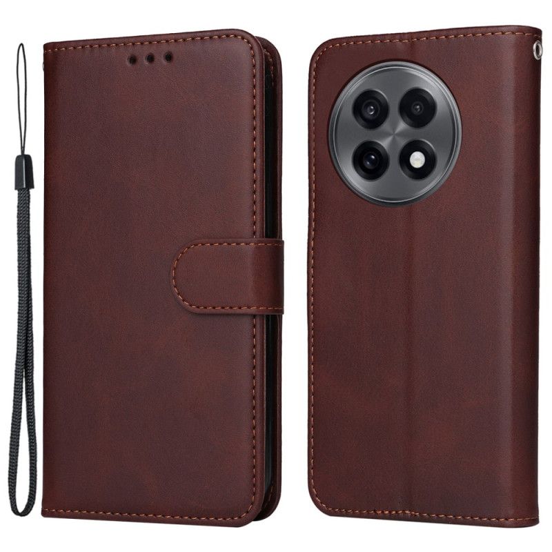 Etui Folio Do Oneplus 13r Pasek Z Gładkiej Skóry