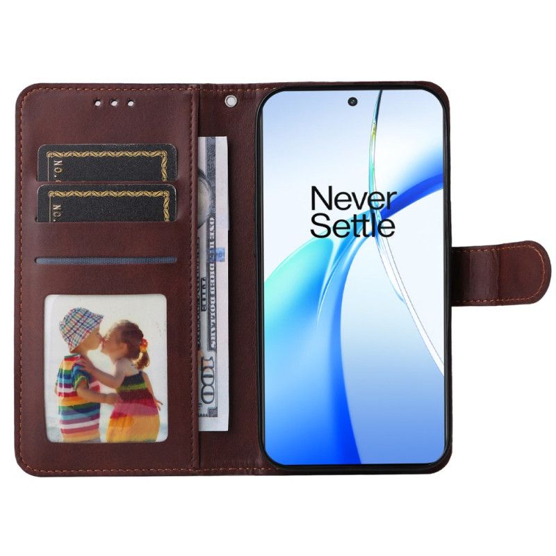 Etui Folio Do Oneplus 13r Pasek Z Gładkiej Skóry