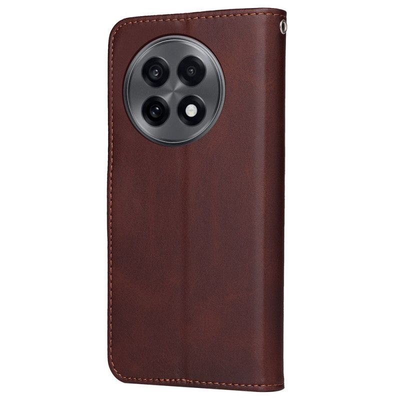 Etui Folio Do Oneplus 13r Pasek Z Gładkiej Skóry