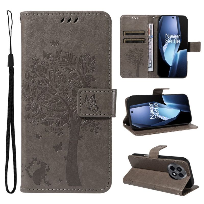 Etui Folio Oneplus 13r Drzewo I Kot Etui Ochronne