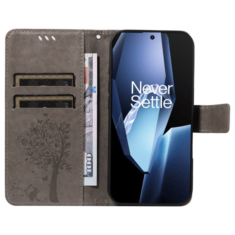 Etui Folio Oneplus 13r Drzewo I Kot Etui Ochronne