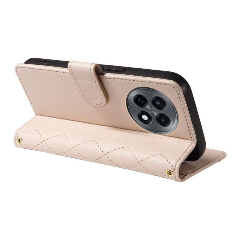 Etui Folio Oneplus 13r Pikowany Z Paskiem I Paskiem Na Ramię