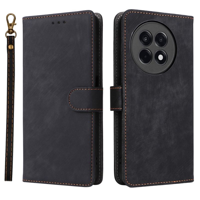 Skórzany Futerał Oneplus 13r Etui Na Telefon Efekt Skóry Blokujący Rfid Z Paskiem