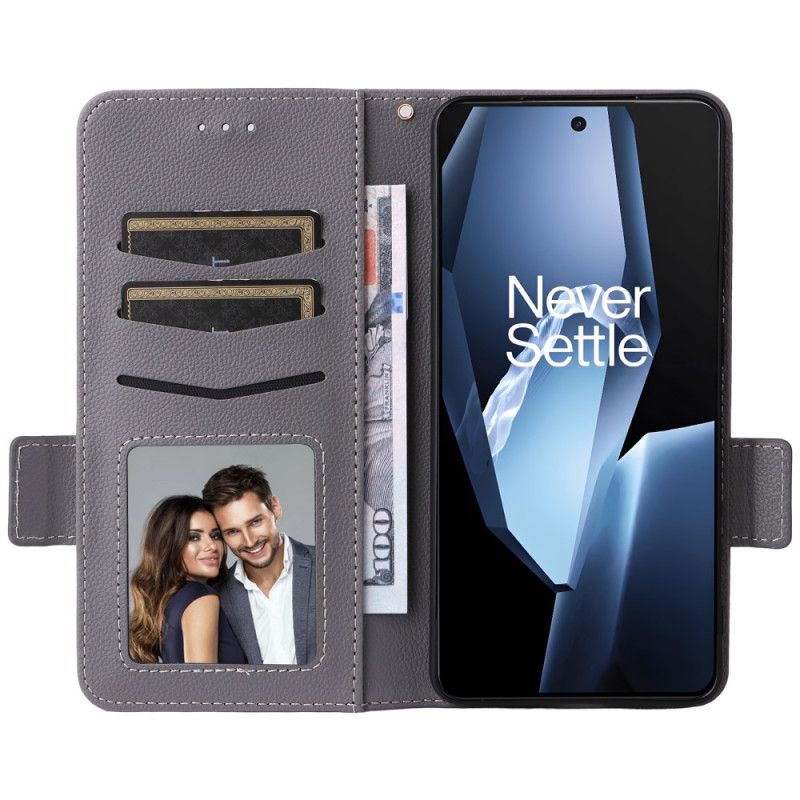 Skórzany Futerał Oneplus 13r Etui Na Telefon Tekstura Liczi Z Paskiem