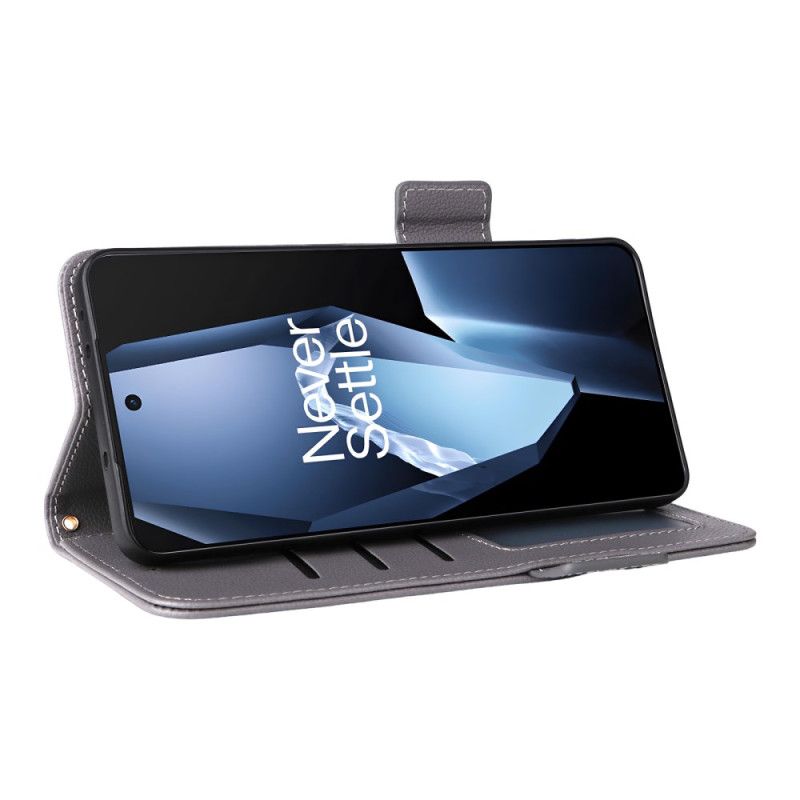 Skórzany Futerał Oneplus 13r Etui Na Telefon Tekstura Liczi Z Paskiem