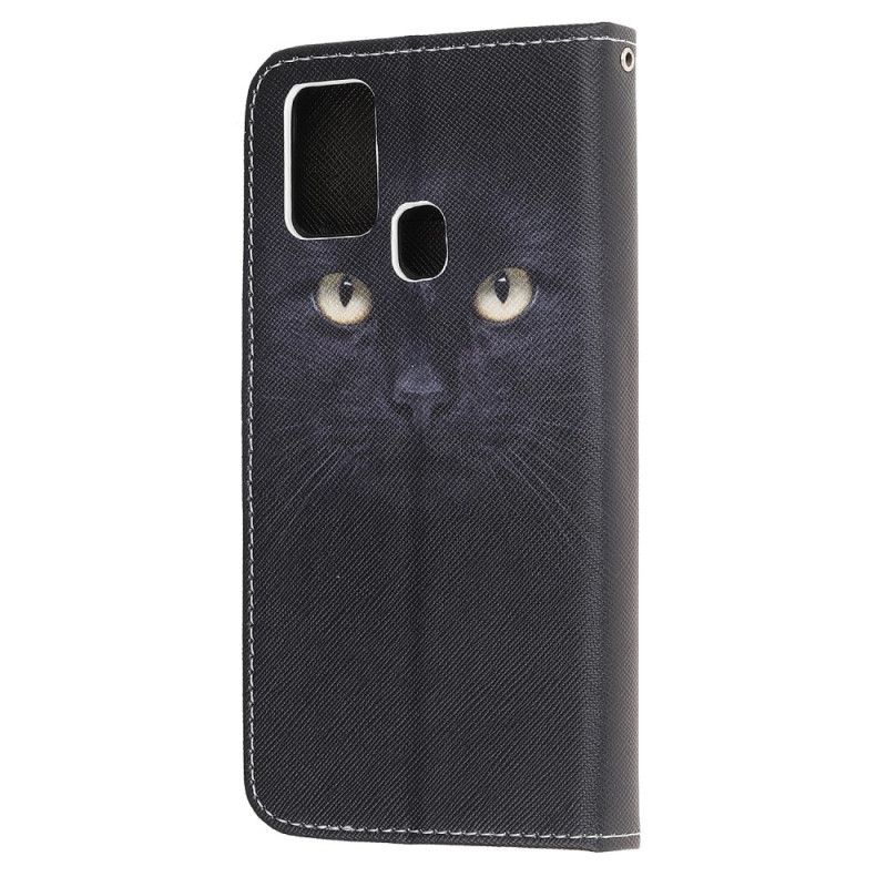 Etui Folio OnePlus Nord N10 Czarne Oczy Kota Ze Stringami Etui Ochronne