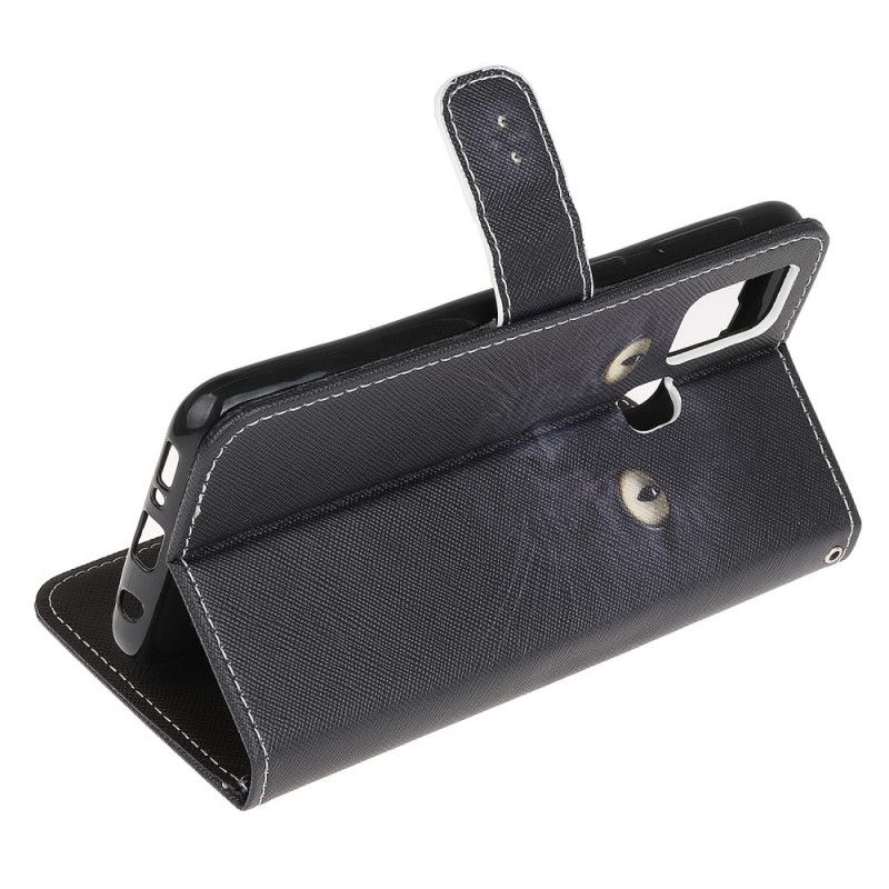 Etui Folio OnePlus Nord N10 Czarne Oczy Kota Ze Stringami Etui Ochronne