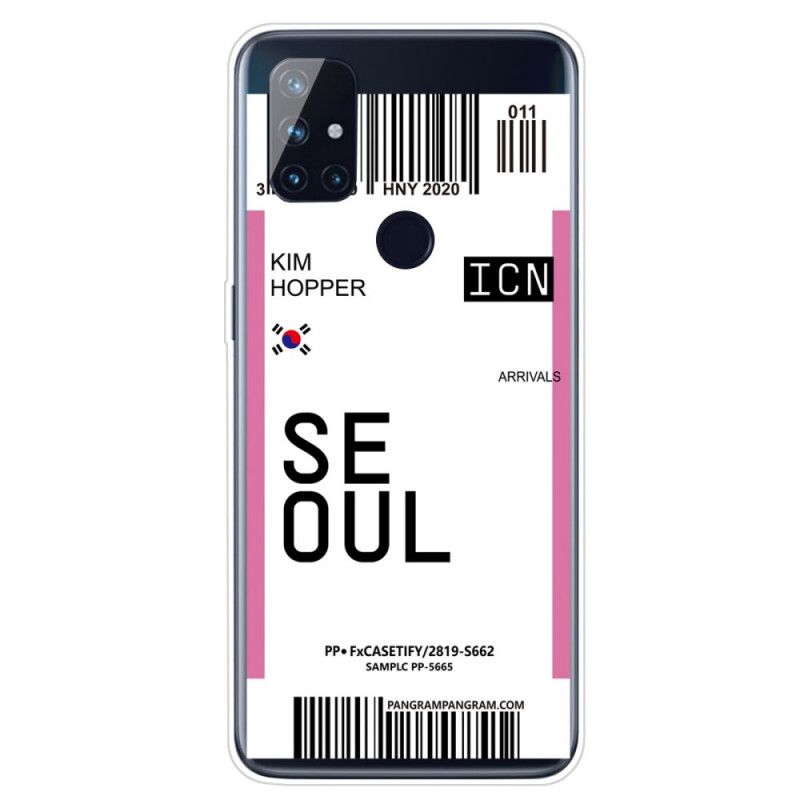 Etui OnePlus Nord N10 Jasnofioletowy Różowy Karta Pokładowa Do Seulu Etui Ochronne