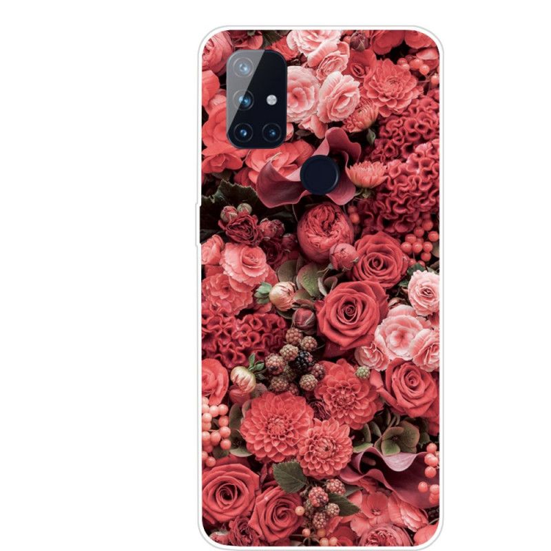 Futerały OnePlus Nord N10 Różowy Czerwony Etui na Telefon Intensywne Kwiaty