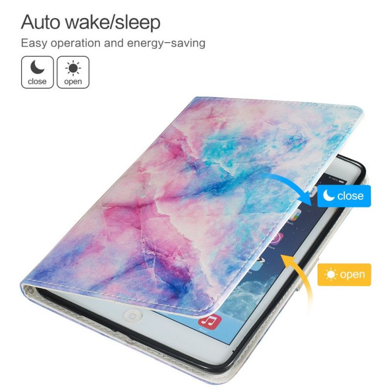Skórzany Futerał Samsung Galaxy Tab A 8" (2019) Etui na Telefon Kolorowy Marmurkowy Wzór