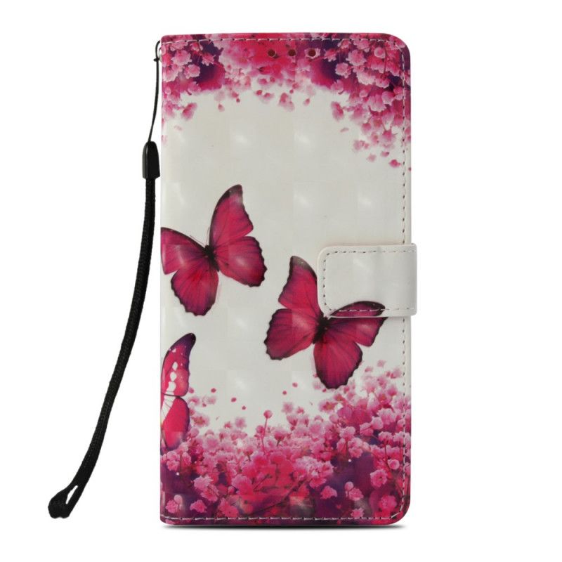 Etui Folio Honor 10 Czerwone Motyle Etui Ochronne