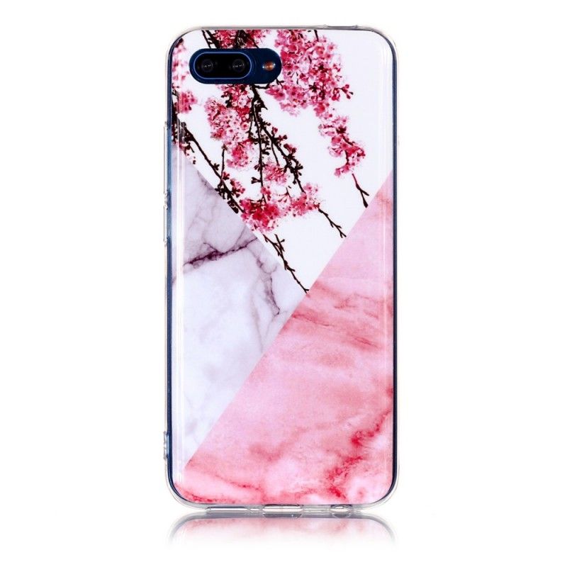 Etui Honor 10 Marmurkowe Kwiaty Śliwki