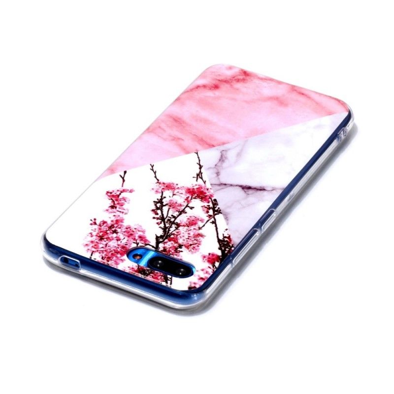 Etui Honor 10 Marmurkowe Kwiaty Śliwki