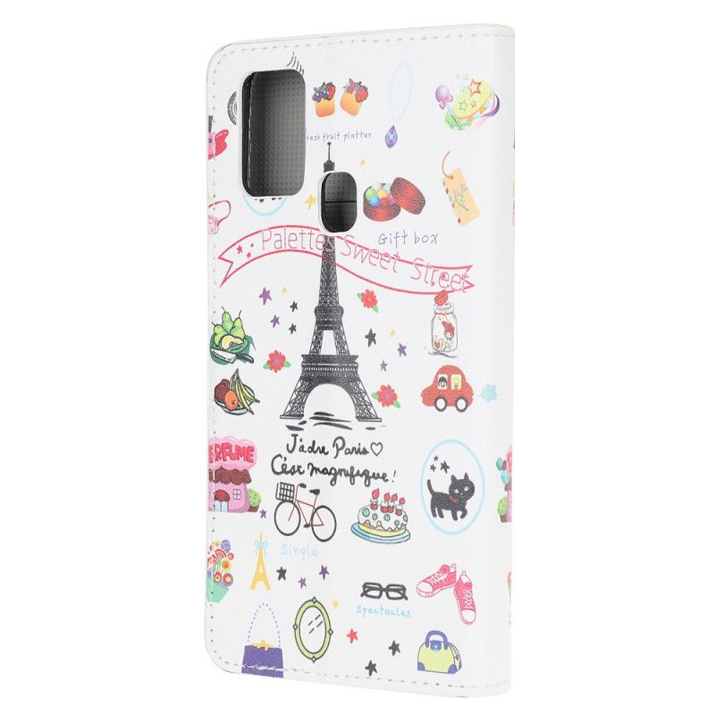 Skórzany Futerał OnePlus Nord N100 Etui na Telefon Kocham Paryż