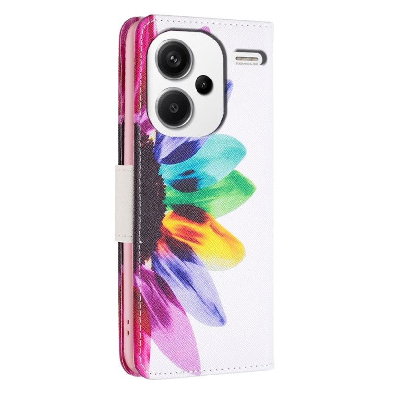 Skórzany Futerał Xiaomi Redmi Note 13 Pro Plus 5g Etui Na Telefon Akwarela Kwiat