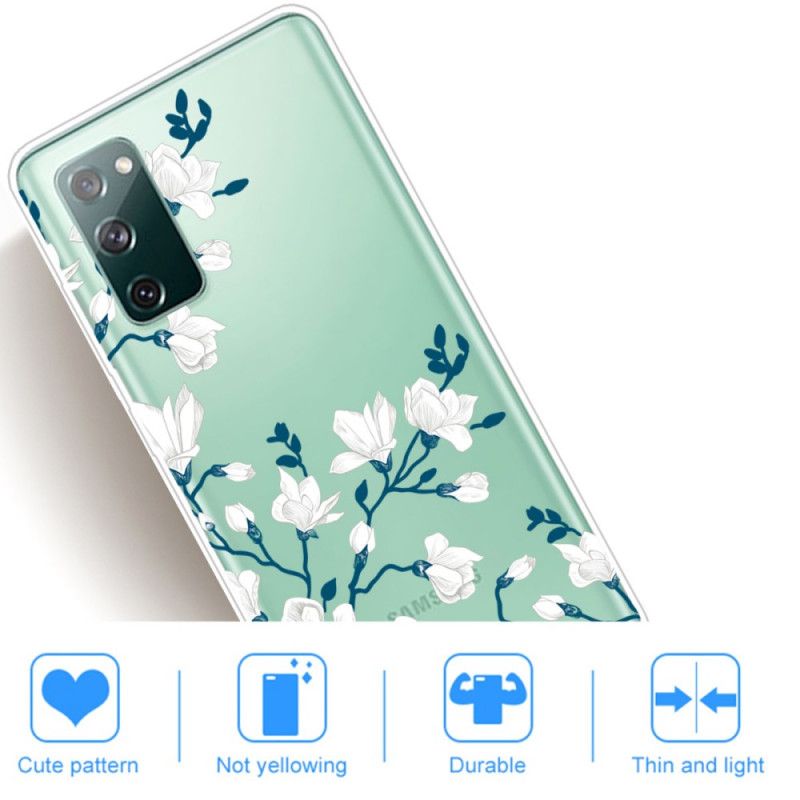Etui Samsung Galaxy S20 FE Białe Kwiaty Etui Ochronne