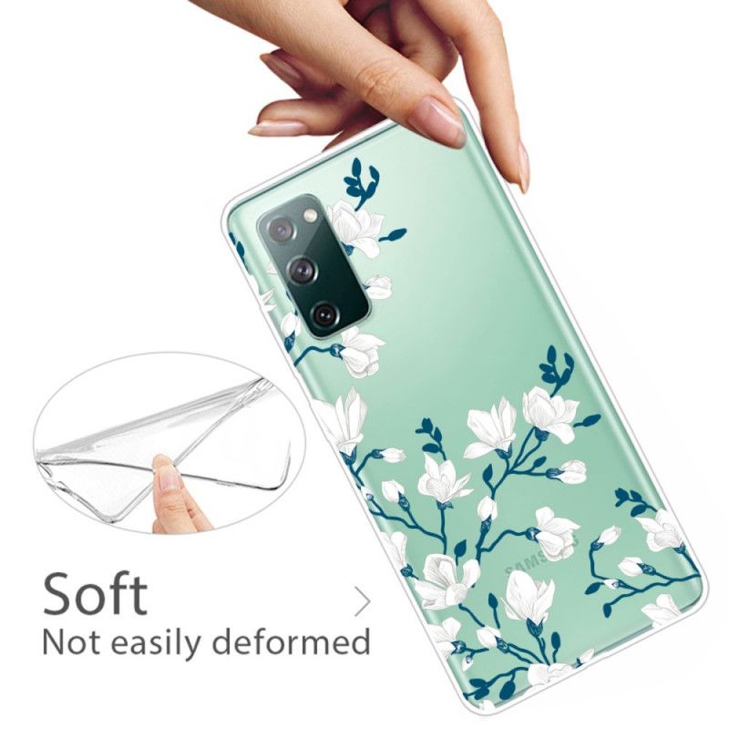 Etui Samsung Galaxy S20 FE Białe Kwiaty Etui Ochronne
