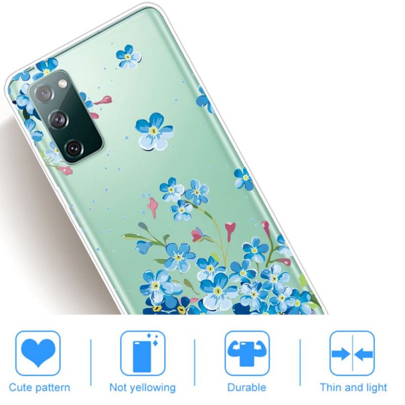 Etui Samsung Galaxy S20 FE Niebieskie Kwiaty Etui Ochronne