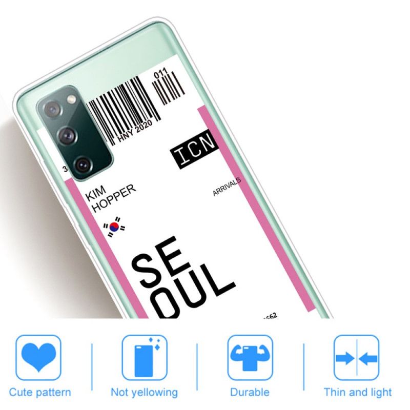 Futerały Samsung Galaxy S20 FE Jasnofioletowy Magenta Etui na Telefon Karta Pokładowa Do Seulu