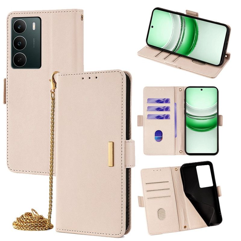 Etui Folio Do Realme C71 Blokada Rfid I Złote Zapięcie