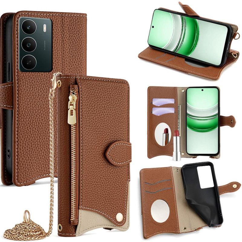 Etui Folio Do Realme C71 Dwukolorowy Portfel Z Lusterkiem I Paskiem Na Ramię