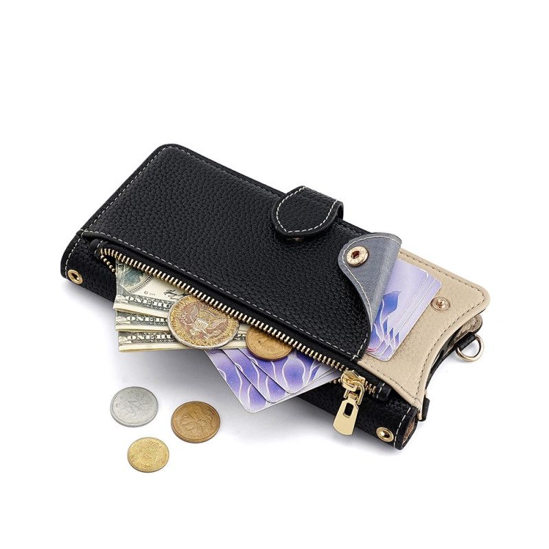 Etui Folio Do Realme C71 Dwukolorowy Portfel Z Lusterkiem I Paskiem Na Ramię