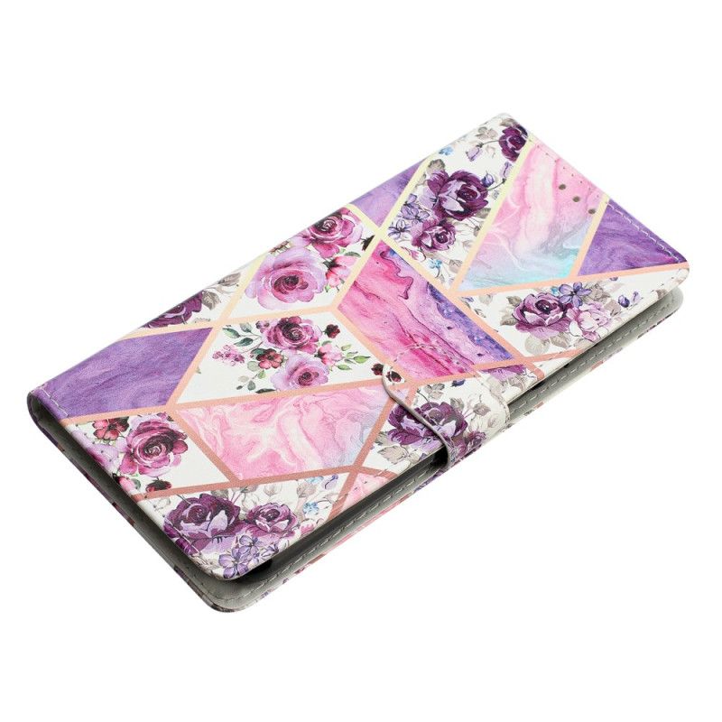 Etui Folio Oppo A98 5g Fioletowe Kwiaty Z Paskiem Etui Ochronne