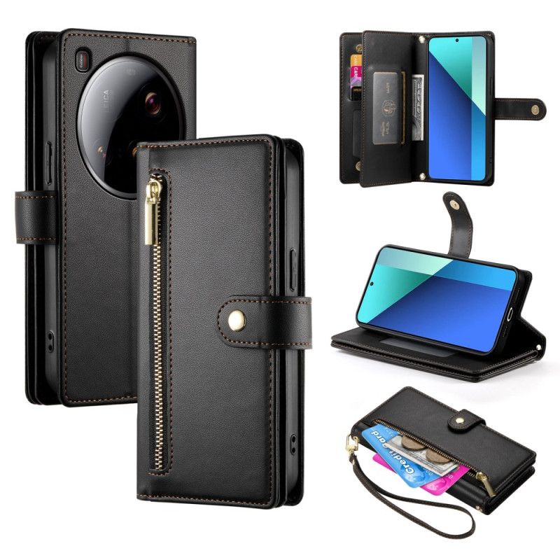 Etui Folio Do Xiaomi 15 Ultra Portfel Z Paskiem I Paskiem Na Ramię