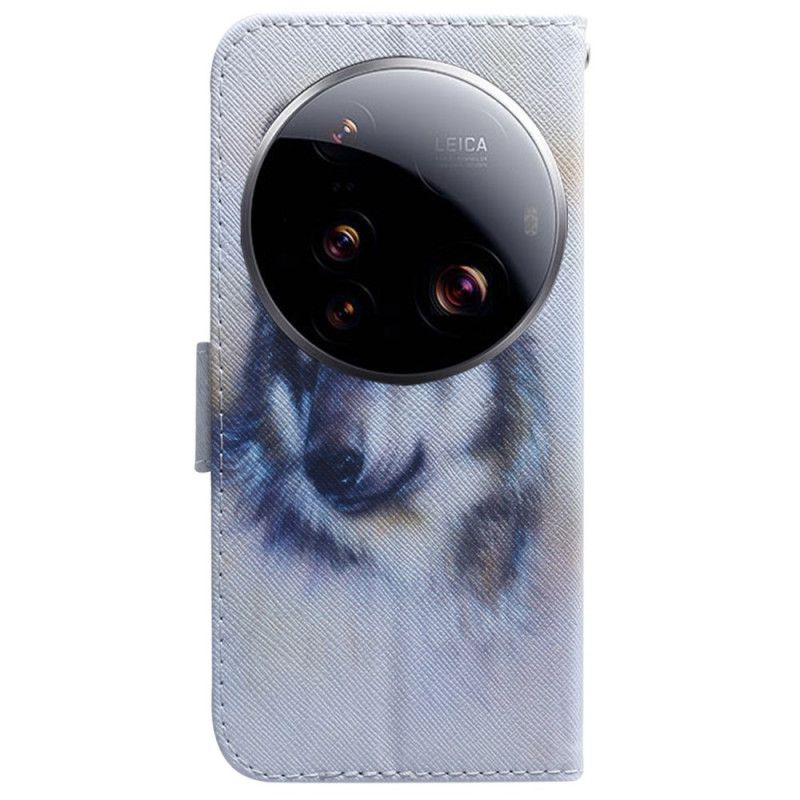 Etui Folio Xiaomi 15 Ultra Akwarelowy Wilk Etui Ochronne