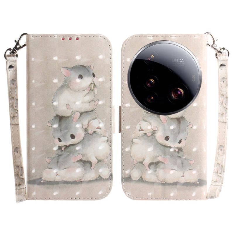 Etui Folio Xiaomi 15 Ultra Chomiki Ze Smyczką Etui Ochronne