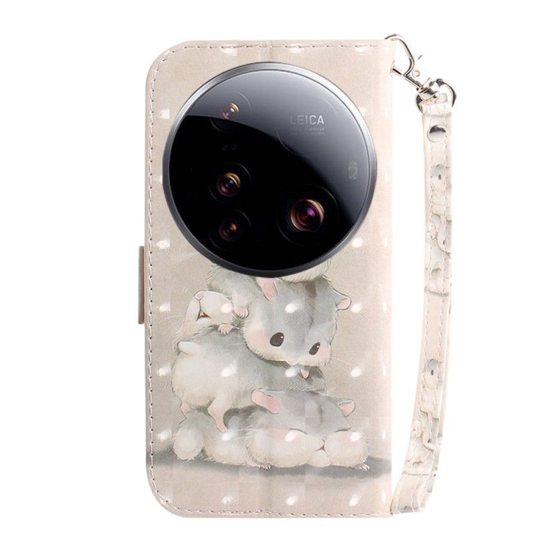 Etui Folio Xiaomi 15 Ultra Chomiki Ze Smyczką Etui Ochronne